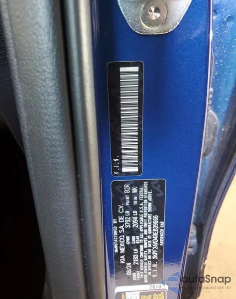 2024 Kia Forte Lx z USA, uszkodzony, nr VIN 3KPF24AD4RE839666